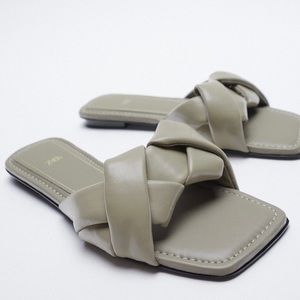 ZARA WOVEN FLAT LEATHER SANDALS